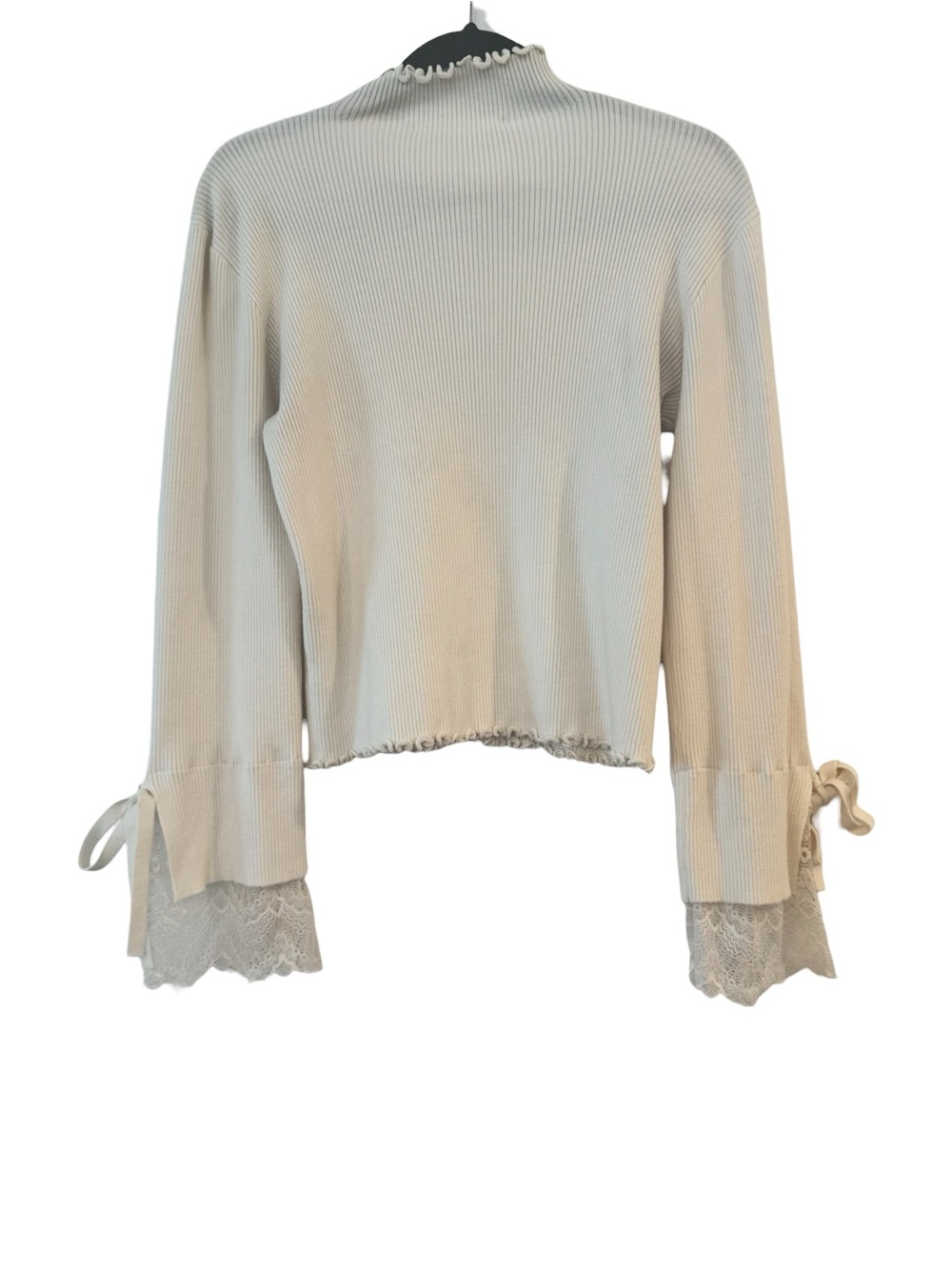 Altar'd State Cream Ruffled Mock Neck Ribbed Top - Picture 2 of 3